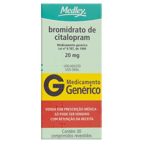 BROMIDRATO DE CITALOPRAM 20MG MEDLEY CAIXA 30 COMPRIMIDOS REVESTIDOS