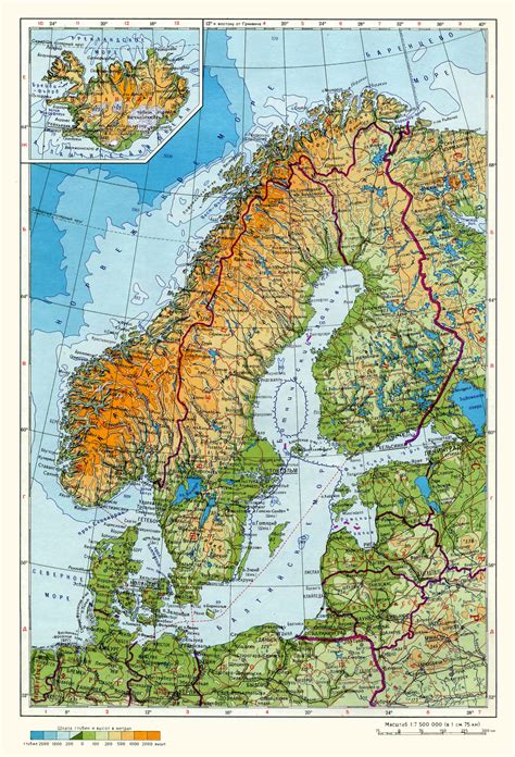 Physical Map Of Scandinavia Large Detailed Map Of Sca