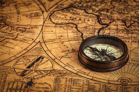 Old Vintage Compass On Ancient Map Stock Photo By F9photos Photodune