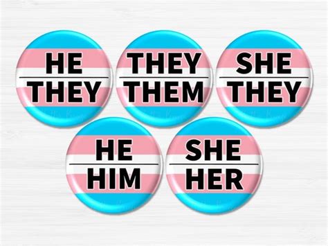 Transgender Pronoun Progress Pronoun Buttons She Her They Etsy Australia