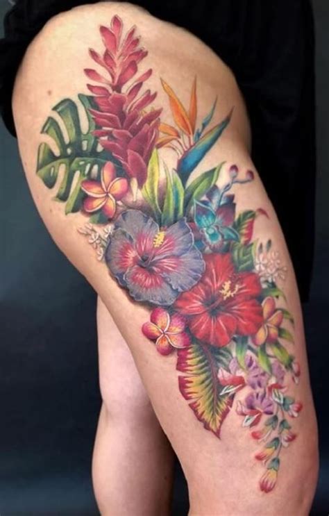 hibiscus tattoo hawaiian flower tattoos flower thigh tattoos hibiscus tattoo
