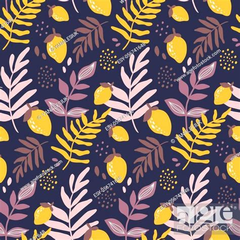 Vector Floral Seamless Pattern Flowers And Leaves Repeat Background