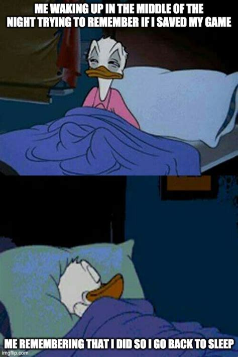 Sleepy Donald Duck In Bed Imgflip