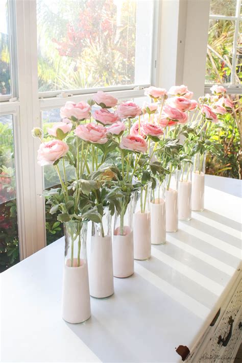 Homespun charm large window cling wedding reception ceremony decoration. DIY pink dip dyed dollar store vases | House Mix