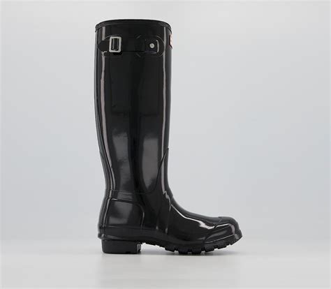 Hunter Original Refined Wellies Black Gloss Knee High Boots