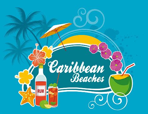 Caribbean Beaches Stock Illustration - Download Image Now - iStock