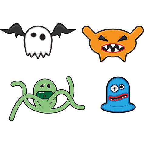 Cartoon Monsters Selection Vector Drawing Free Svg