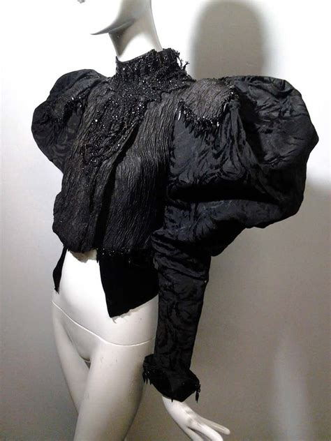 Incredible Victorian Structured Blouse W Huge Bead Decorated Puff