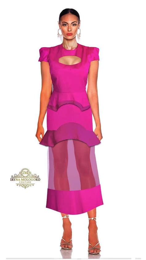 Mologoko Hot Pink Blouse And Asymmetrical Skirt Set Celebrity Red