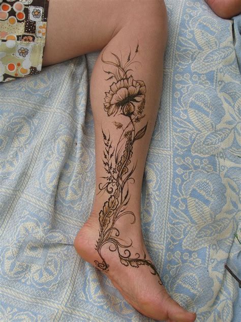 Flower Leg Tattoo Designs Henna Tattoo Designs Delicate Tattoos