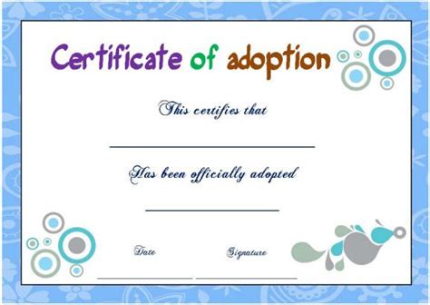 Blank Adoption Certificate Template 9 Professional Templates Pet