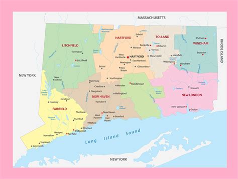 Map Of Ct Counties With Cities