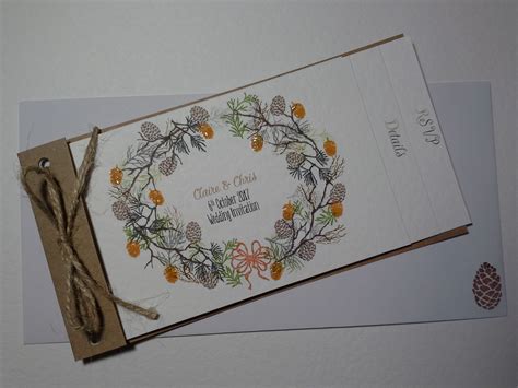 Book wedding invitations book cover with jewelry gold border ornament vintage wedding. hand-made 2 page cheque book style wedding autumnal wreath invitations. £2.80 each. Completely ...