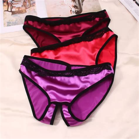 Womens Silk Satin Panties Crotchless Underwear Thongs Lingerie G String Briefs 3 17 Picclick