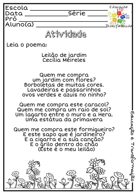 Atividades Com Poemas 6 Ano