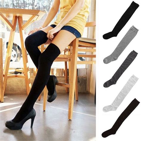 2 Pairs Warm Over The Knee Thigh High Soft Socks Stockings Leggings Women Ladies Thigh Highs