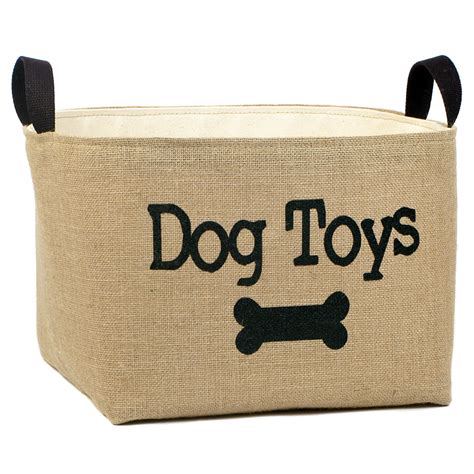 A Southern Bucket Dog Toys Storage Bin Jute Burlap Basket Black A