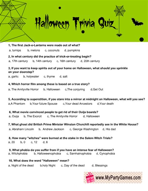 Print lovetoknow's multiple choice movie questions to use at your next party or family gathering. Free Printable Halloween Trivia Quiz for Adults