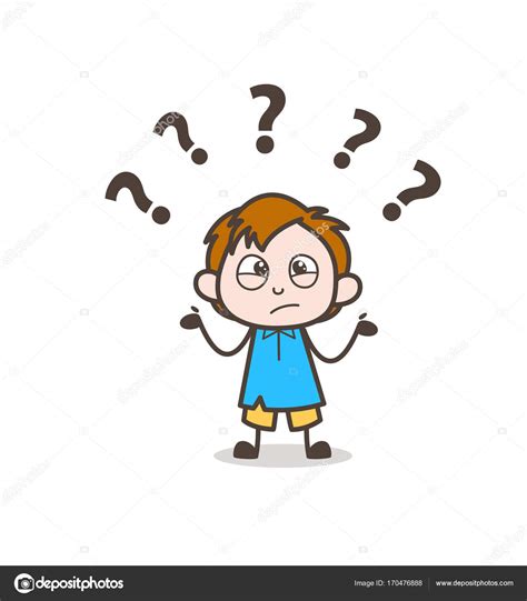 Confused Little Boy Expression Cute Cartoon Kid Vector Stock Vector