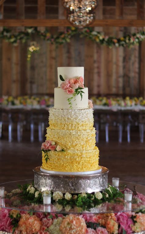 I'd love to see your baking creations! Ivory And Yellow Ombre Ruffle 5 Tier Wedding Cake ...