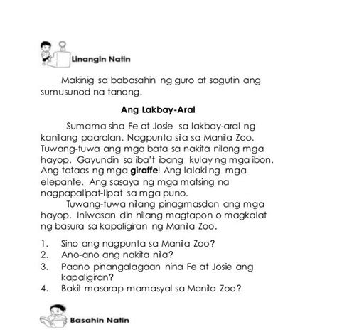 Maikling Kwentong Filipino Pambata Halimbawa Ng Trabaho
