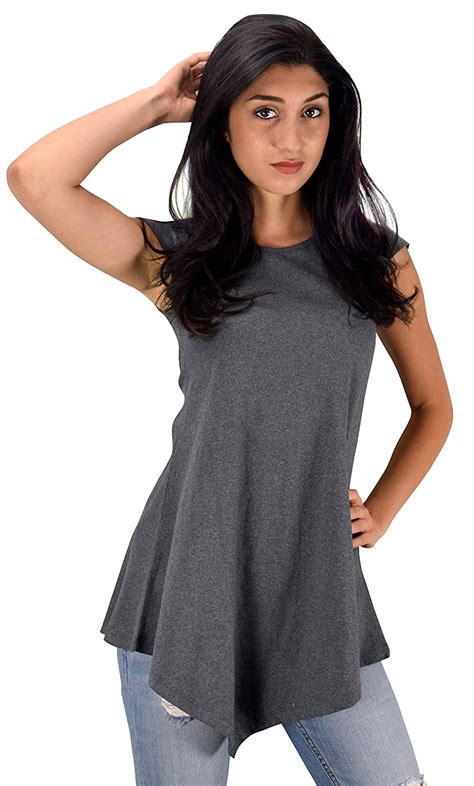 Do you have to wear a top in the summer? Grey Cotton Summer Tank Top Tunic Handkerchief Hem Shirt