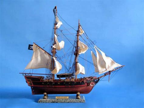Wholesale Wooden Caribbean Pirate Ship Model 26in White