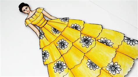 How To Draw A Dress Design Dresses Drawing Step By Step Vlrengbr
