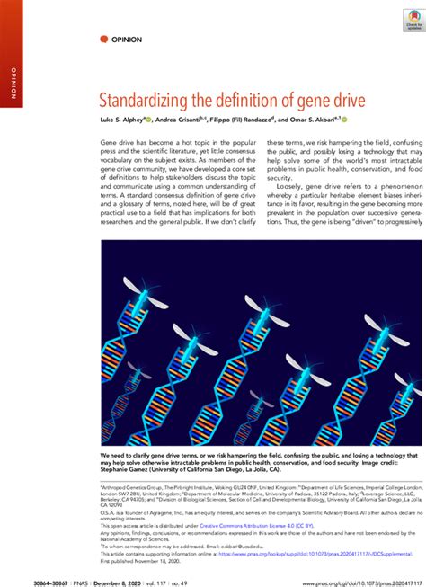 Standardizing The Definition Of Gene Drive Pnas