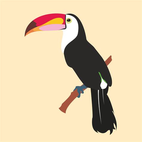 Vector Image Of A Bright Tropical Toucan Bird On A Floral Background