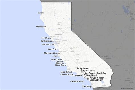 Detailed Map Of California Coastline Printable Maps