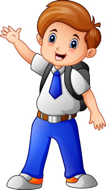 Royalty Free Cartoon Schoolboy Raising Hand Clip Art Vector Images