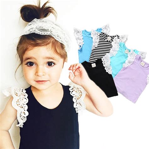 Newborn Baby Girls Summer Tops Tees Infant Crown Lace Sleeve Kids T