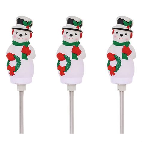Home Accents Holiday Snowman Led Pathway Light With Timer 3 Pack