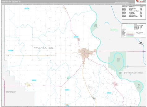 Washington County, NE Wall Map Premium Style by MarketMAPS