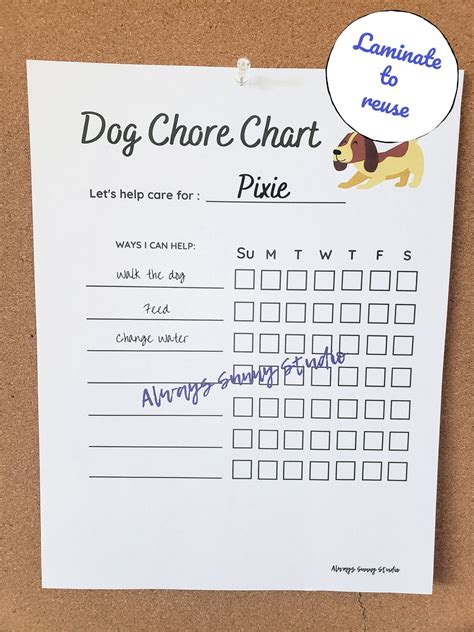 Dog Chore Chart For Kids Daily Task List Printable Instant Etsy