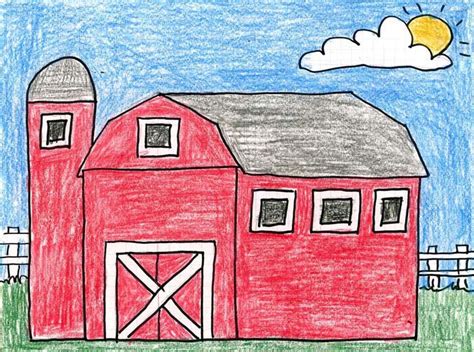 Easy How To Draw A Barn Tutorial And Barn Coloring Page Kids Art