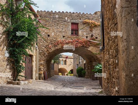 Europe Spain Girona Peratallada Medieval Town Stock Photo Alamy