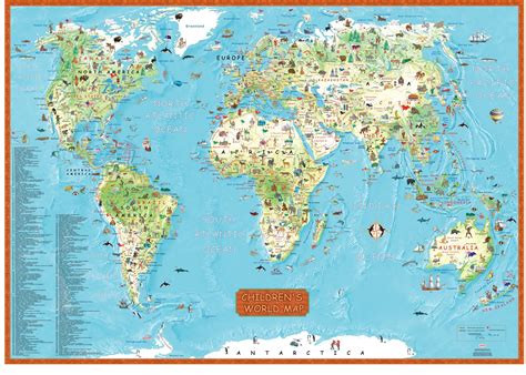 Childrens World Map Colorful For Kids