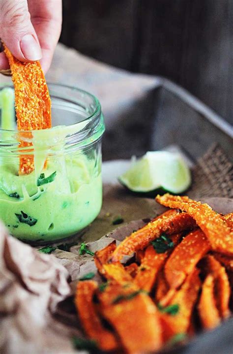 I'm a big fan of sour cream and chive flavor. Baked Sweet Potato Fries with Avocado Dipping Sauce