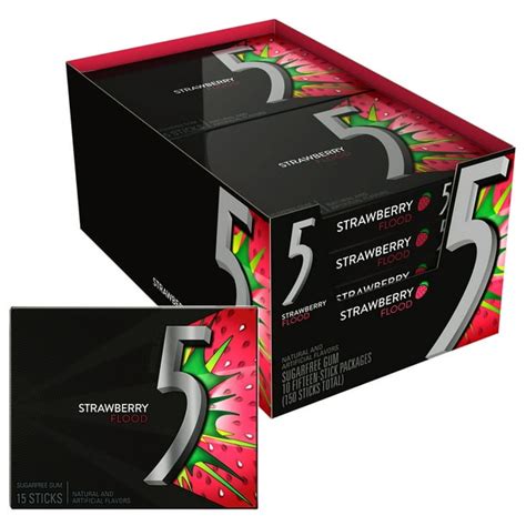5 Gum Strawberry Flood Sugarfree Gum 10 Packs