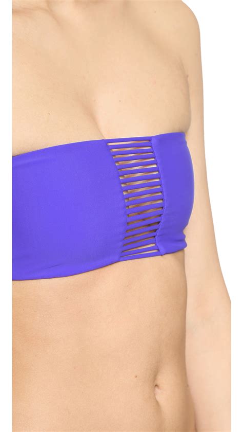 Lyst Mikoh Swimwear Sunset Skinny String Bandeau Bikini Top Electric Eel In Blue