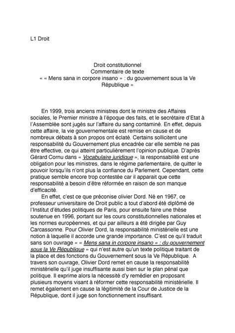 Exemple Commentaire De Texte Droit
