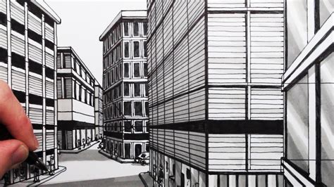 How To Draw Multiple 1 Point Perspective Draw Buildings On A Street