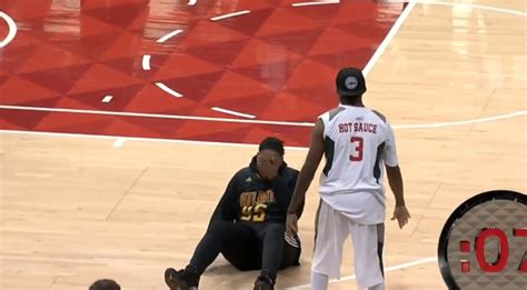 Hot Sauce Puts Fan On His Backside At Halftime Of Atlanta Hawks Contest