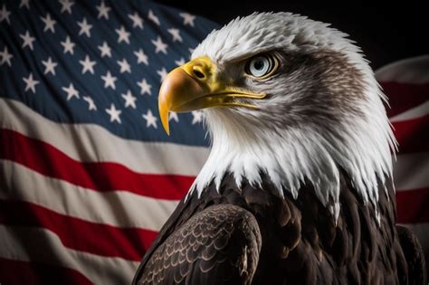 Premium Photo North American Bald Eagle On American Flag