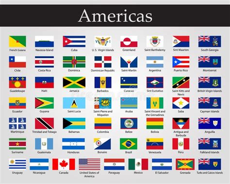 Vlaggen Van Alle Landen Van De Amerikaanse Continenten Stock