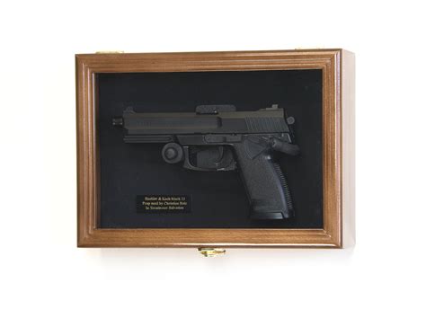 Single Pistol Display Case Wall Mount Solid Hardwood Cabinet Walnut