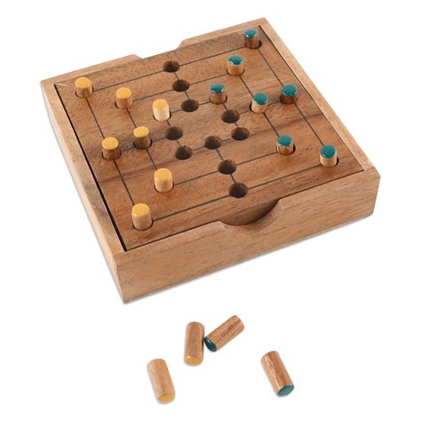 Hand Made Wood Pegs Board Game From Thailand Strategy Square Novica