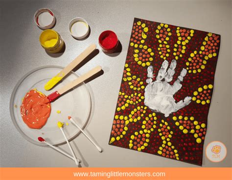 Q Tip Dot Paintings Aboriginal Inspired Art For Kids Taming Little